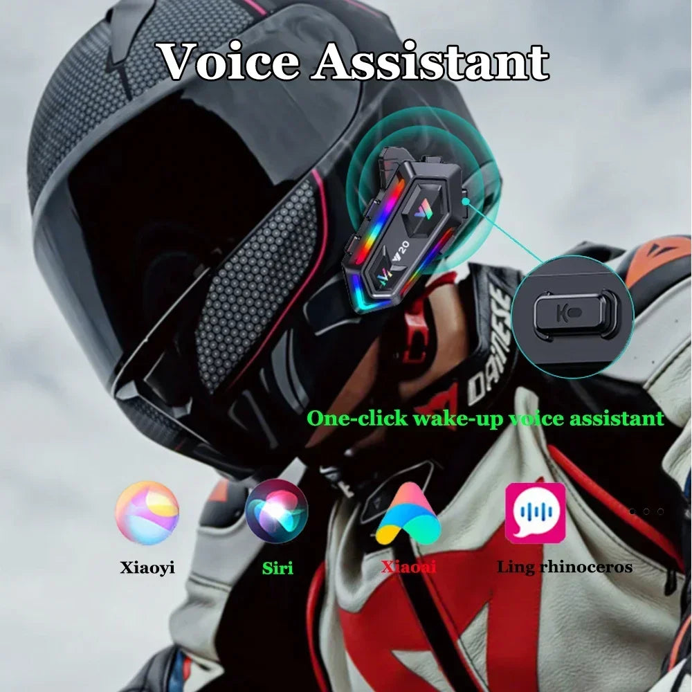 Bluetooth 5.3 Motorcycle Helmet Headset with RGB Ambient Lights
