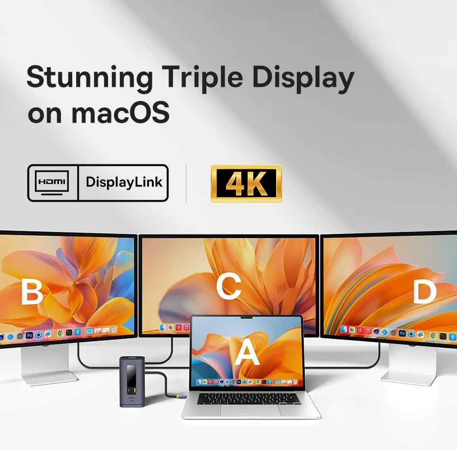 USB-C Triple Display Docking Station for Laptops