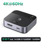 4K 60Hz HDMI and USB-C 2-in-1 Switcher for Dual Device Setup