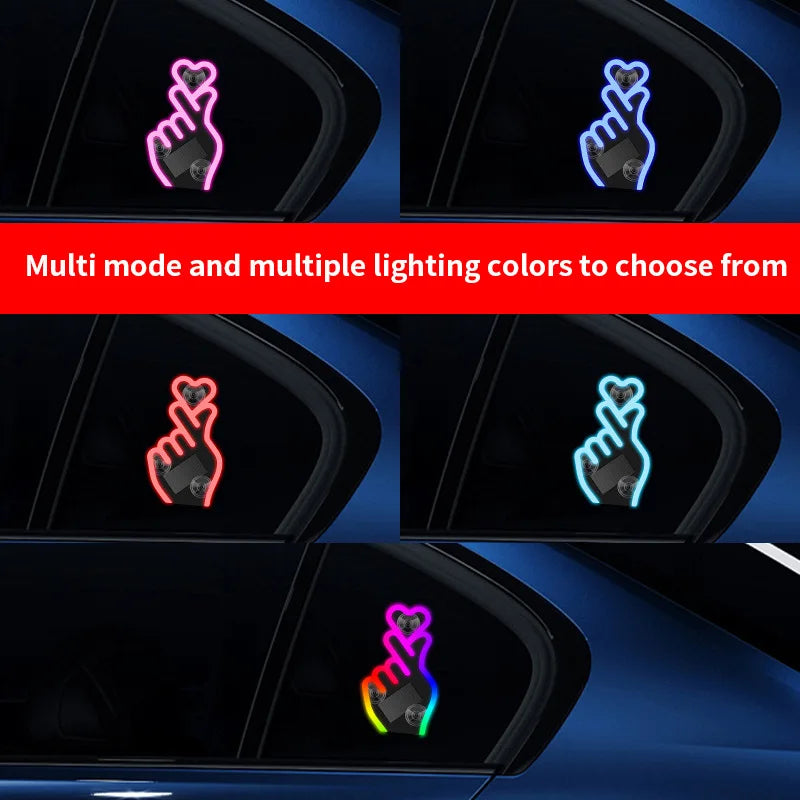 Solar USB Heart Neon LED Car Window Atmosphere Light with Sensors