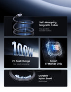 100W Magnetic USB-C to USB-C Fast Charging Data Cable