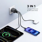 30W GaN Fast Wall Charger with Triple USB Ports