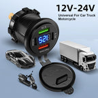 83W 4-Port Fast USB Car Charger Socket with Voltage Display