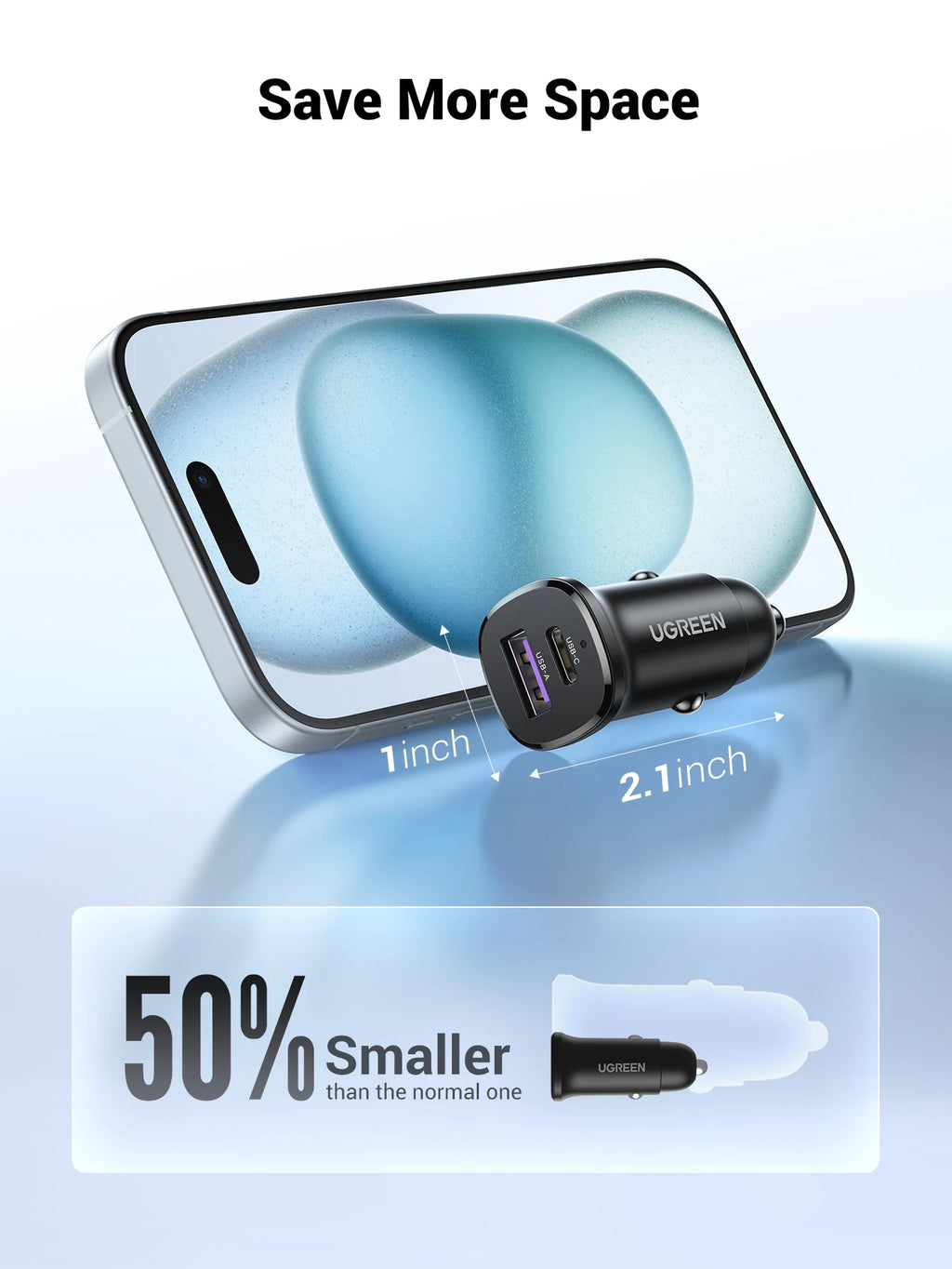 30W Fast USB-C Car Charger with Power Delivery