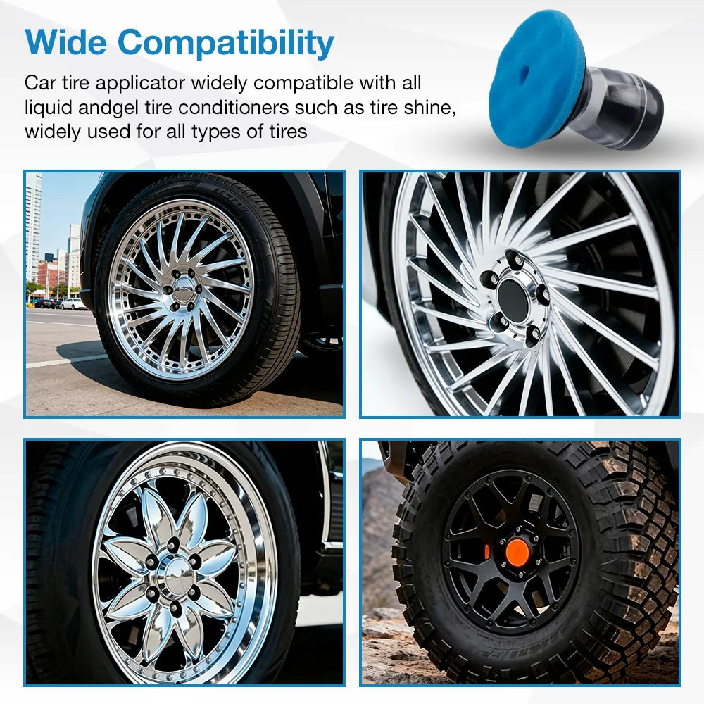Tire Shine Applicator with Integrated Reservoir for Car Detailing