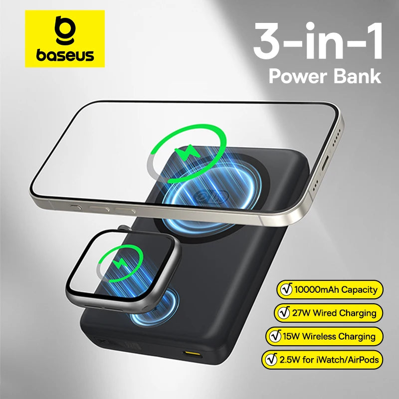 10000mAh Magnetic Wireless Power Bank for Phone and Watch - 1