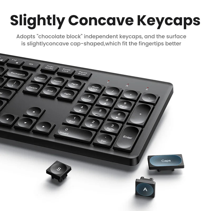 Wireless 2.4GHz Full-Size Computer Keyboard for Laptop and Desktop