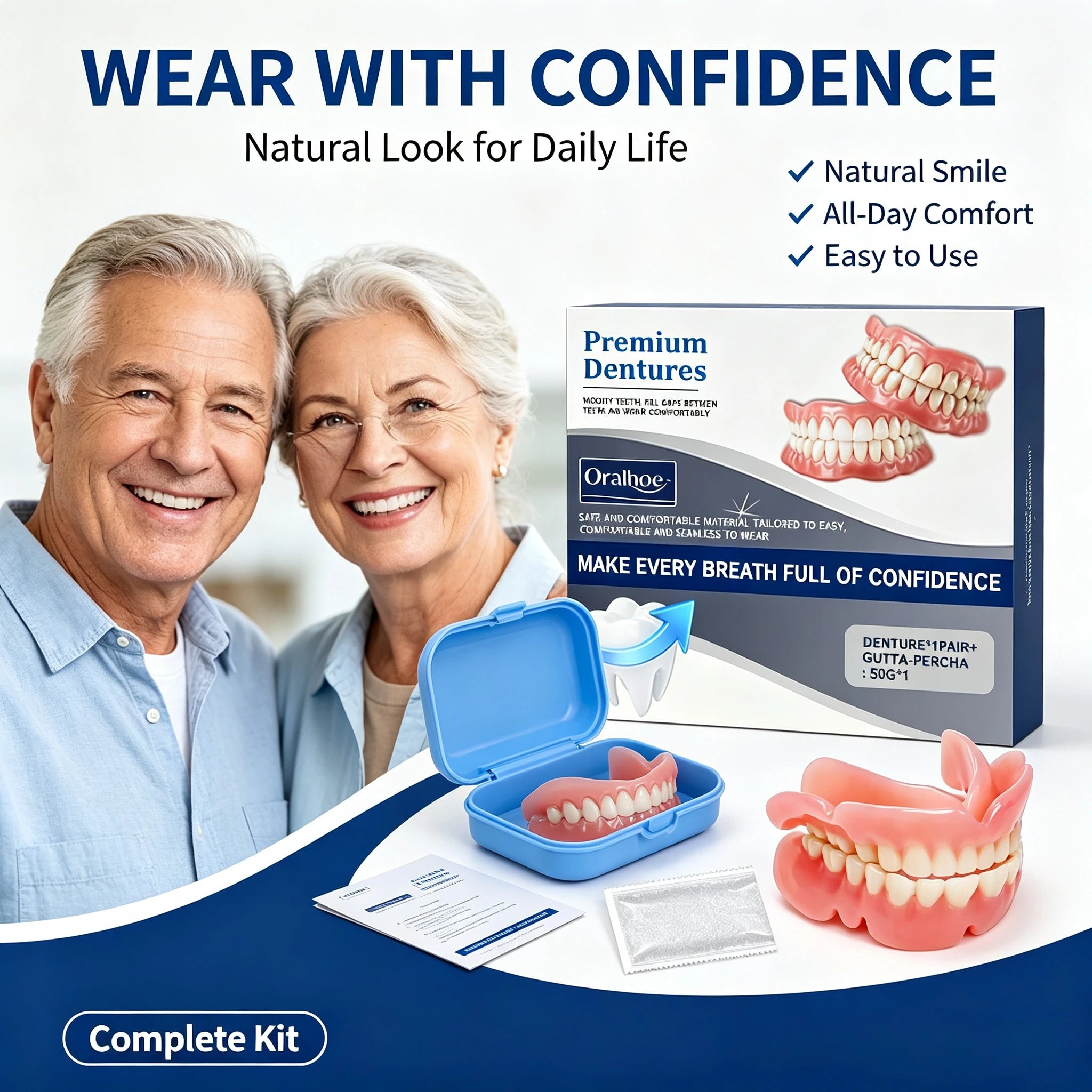 Cosmetic Upper and Lower Silicone Teeth Covers for Smile Confidence - 3