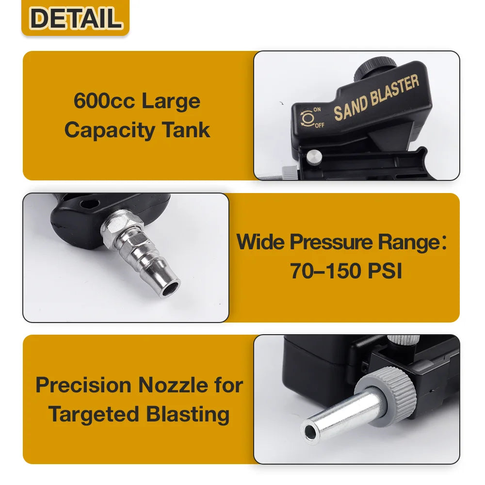 Portable Pneumatic Sandblasting Gun for Rust and Paint Removal