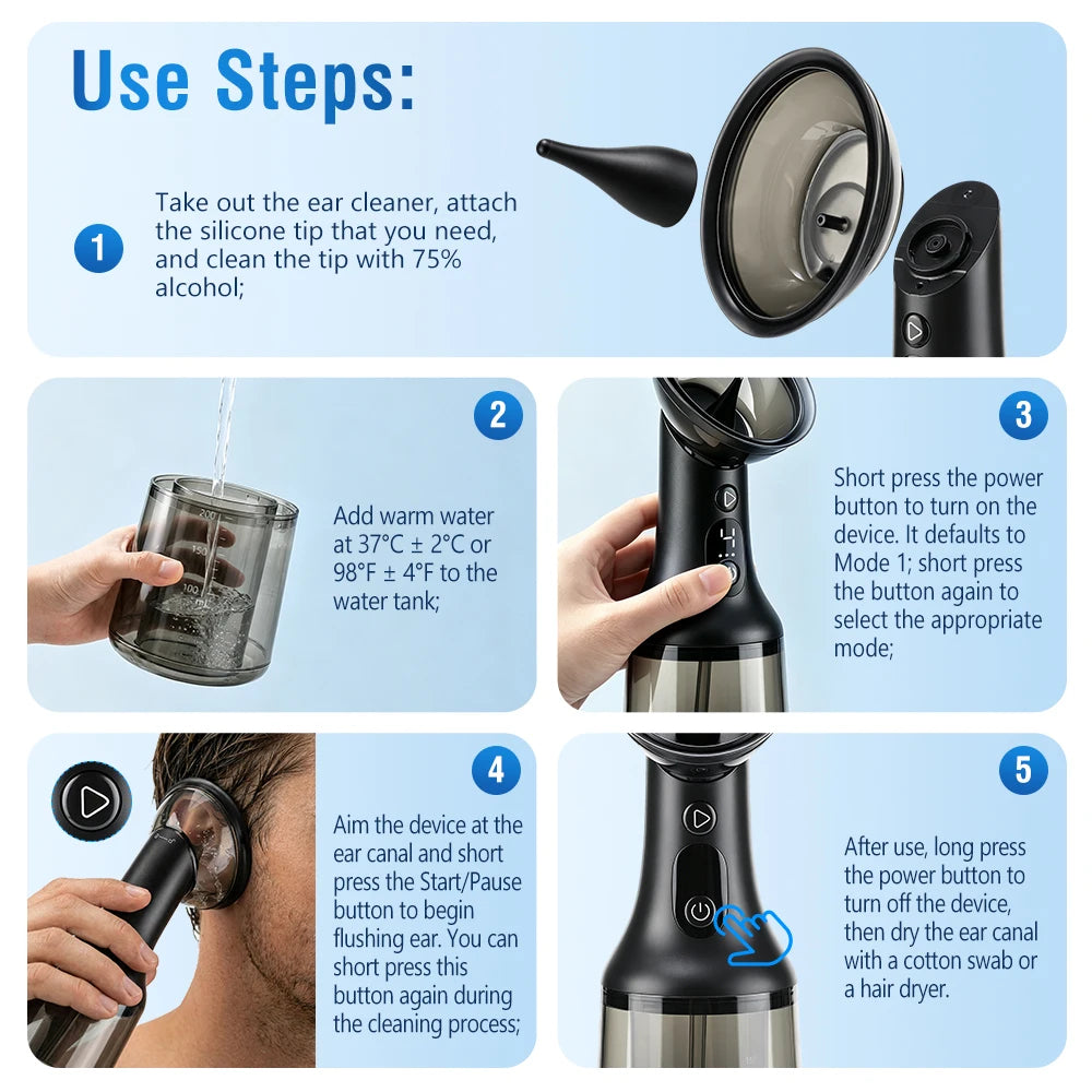 Electric Ear Wax Removal Irrigator with Dual Tank System