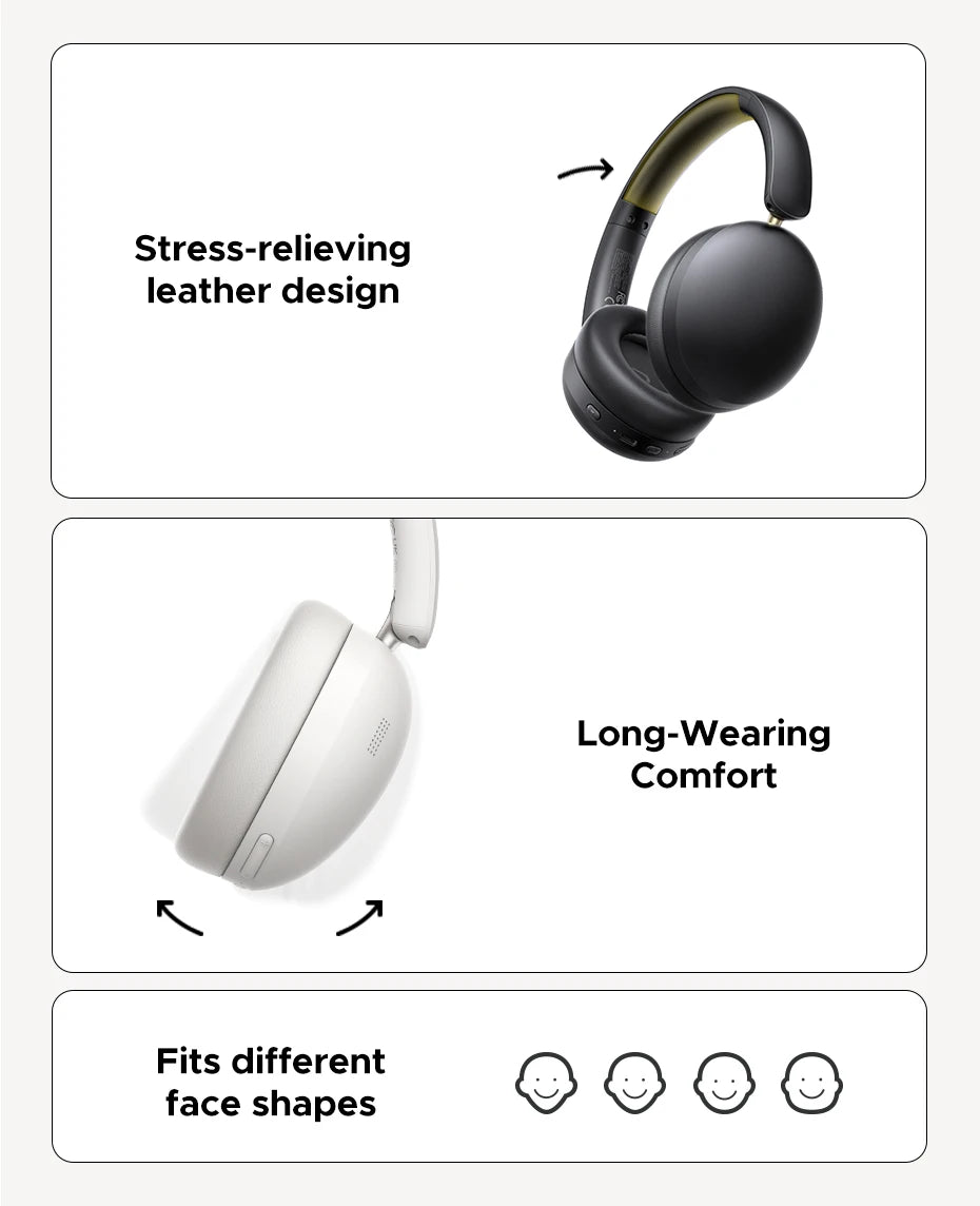 Wireless Bluetooth 5.4 Over-Ear Headphones with 80H Playtime