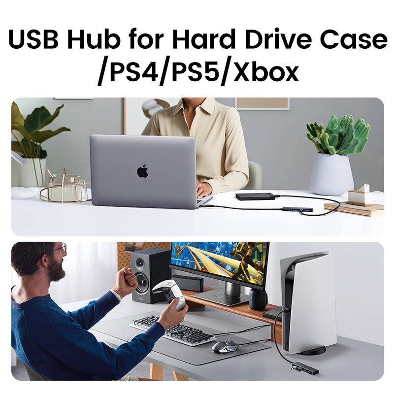 4-Port USB 3.0 Data Hub Splitter for Laptops and Desktop PCs