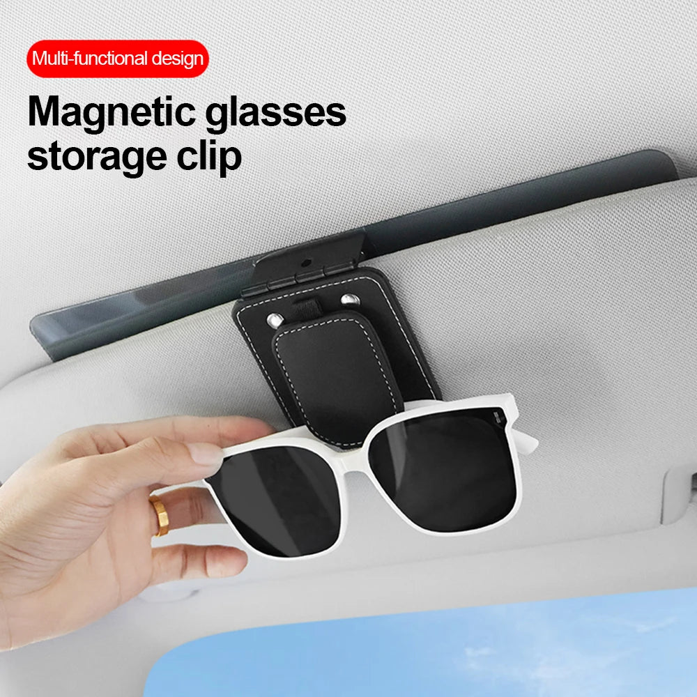 Magnetic Sun Visor Glasses Holder and Anti Glare Folding Shield