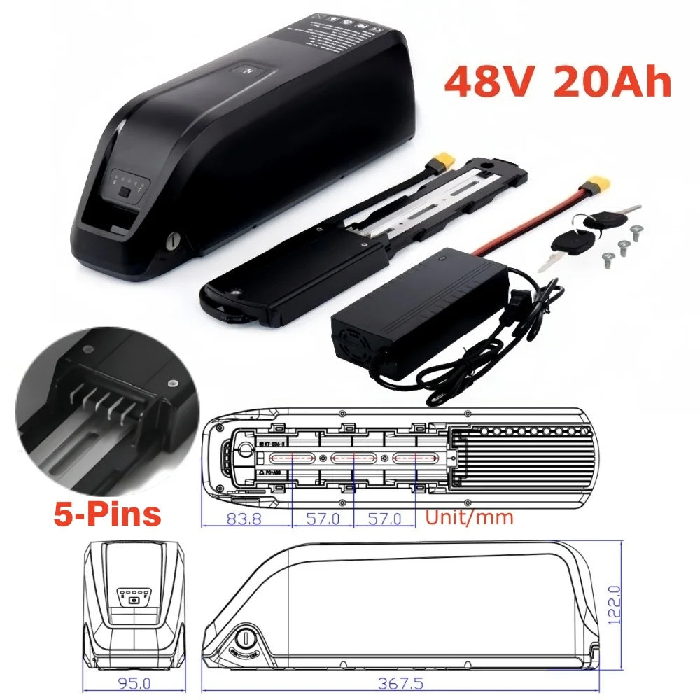 48V Hailong E-Bike Battery Pack with USB Charging Port