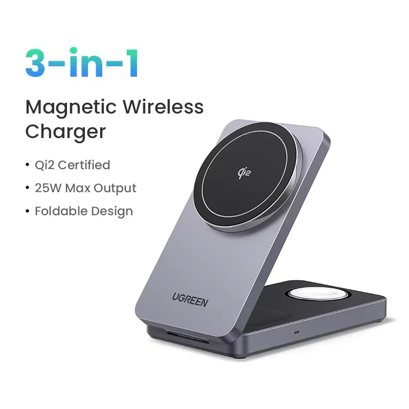 3-in-1 Magnetic Wireless Charging Stand for iPhone and Apple Watch