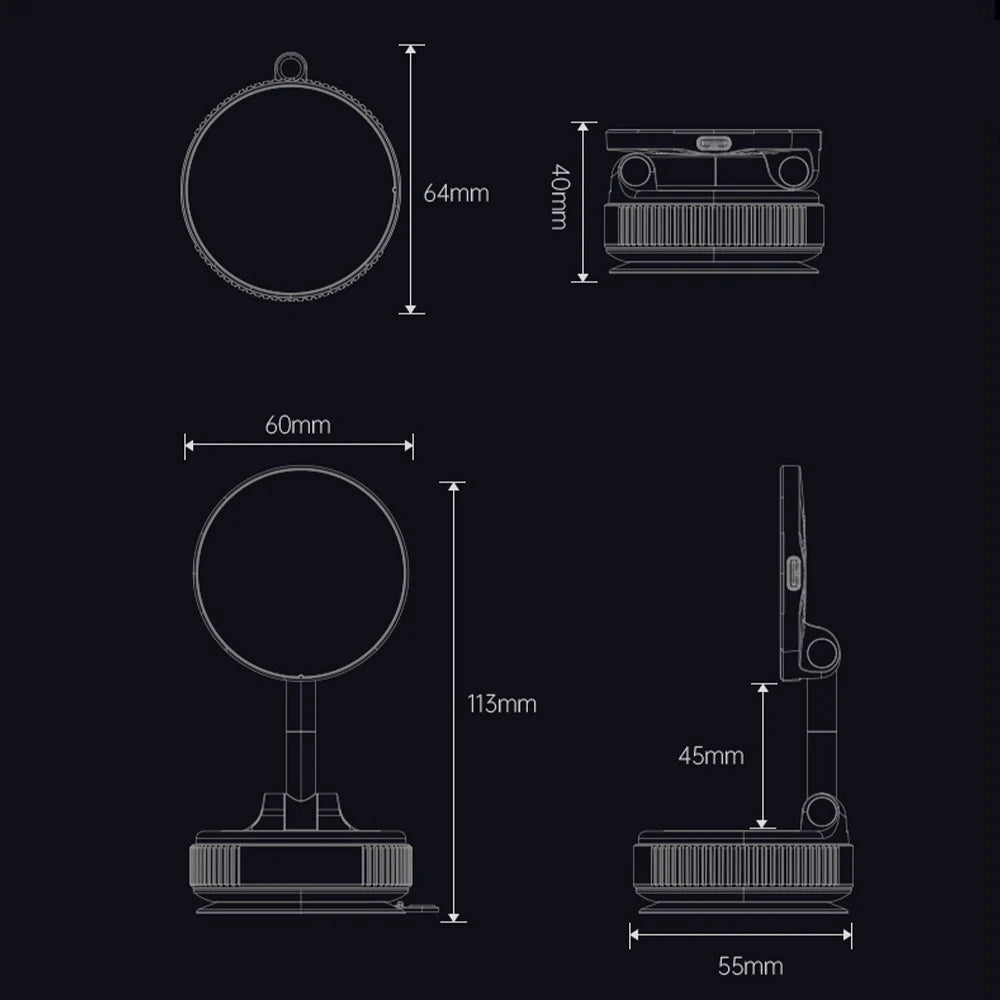 15W Magnetic Wireless Charging Phone Holder with Vacuum Suction Mount