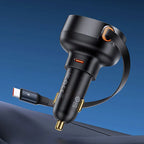 60W Fast Dual Port Car Charger with Retractable Cable