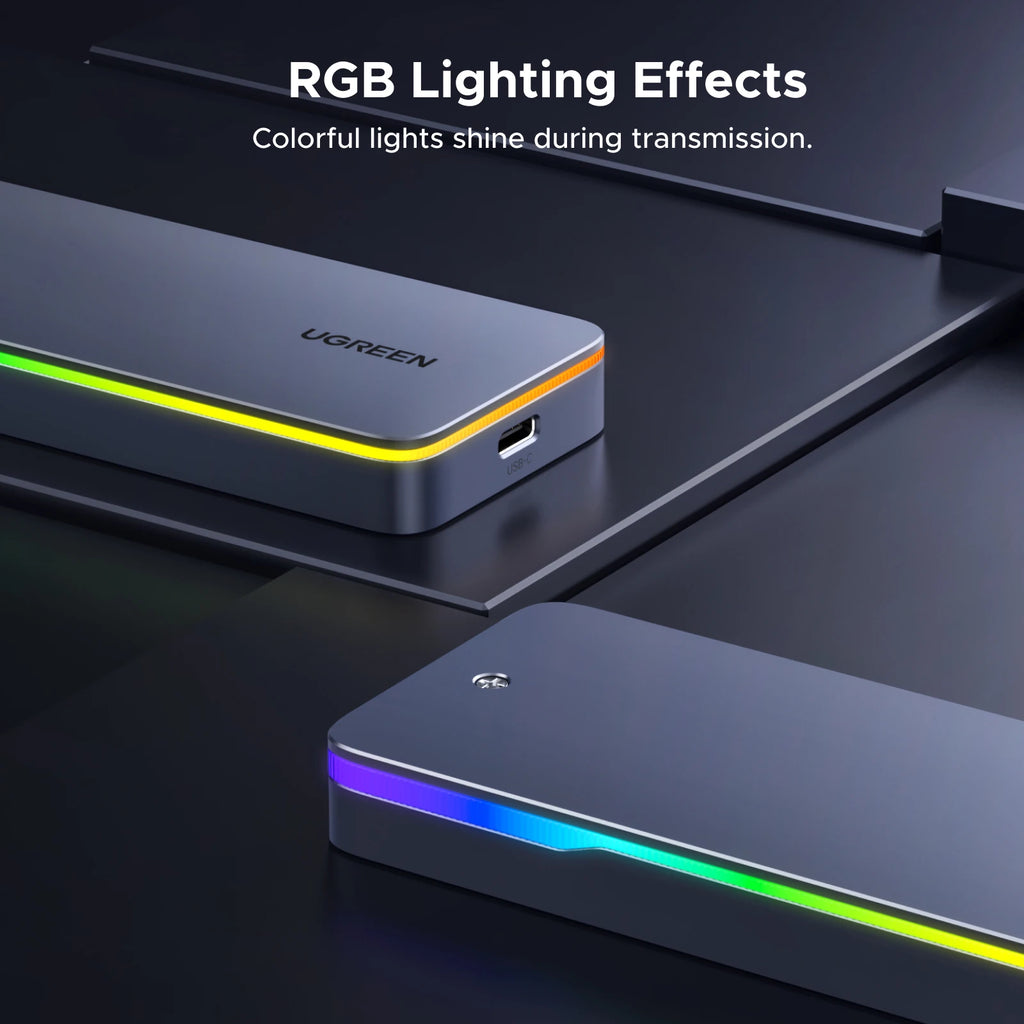 20Gbps M.2 NVMe and SATA SSD Enclosure with RGB Lighting