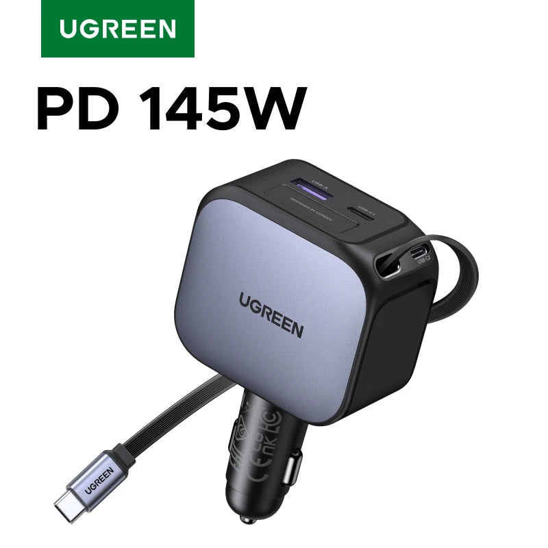 145W Fast Car Charger with 3 USB-C and 1 USB-A Ports