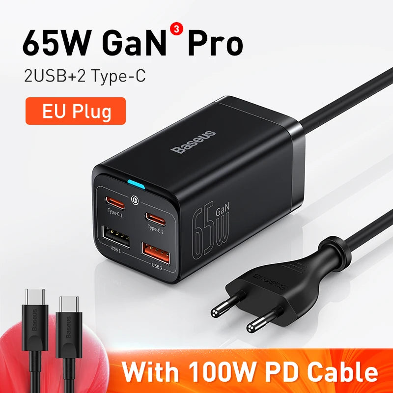 4-Port GaN Desktop Fast Charger for Laptops and Phones