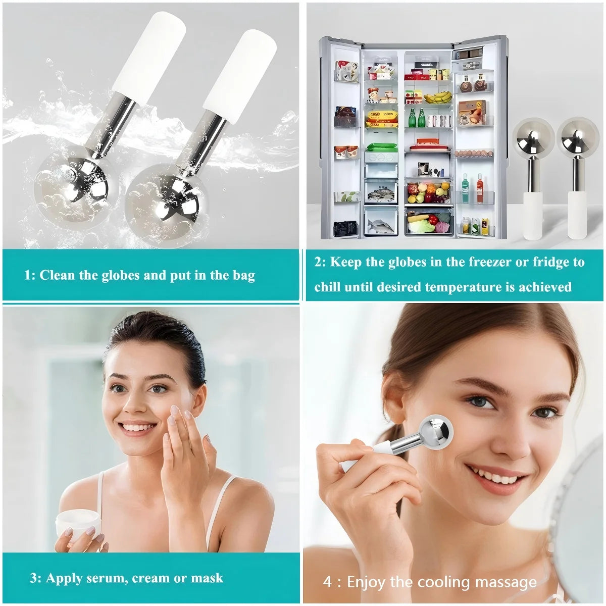 Stainless Steel Cooling Facial Globes for Puffiness and Skincare