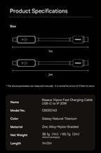 Digital Display 20W Fast Charging USB-C Cable for iPhone