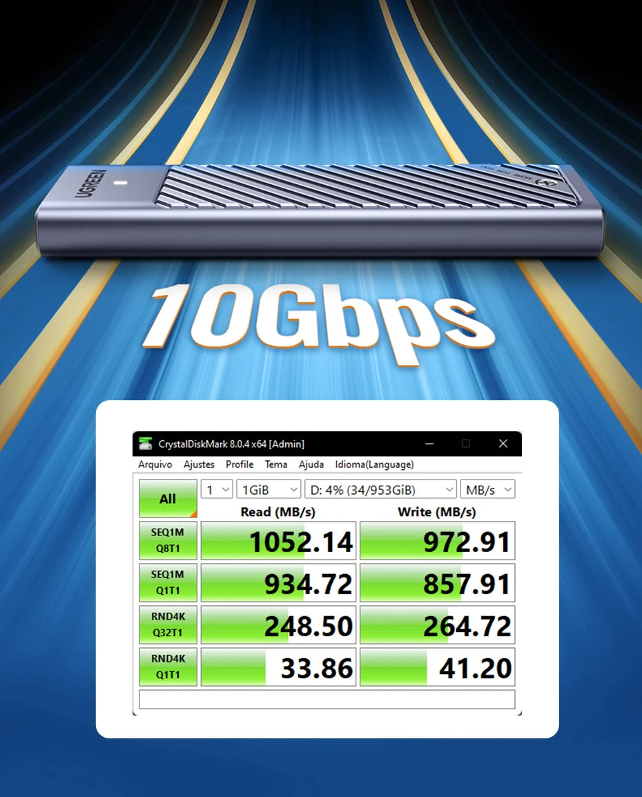 Dual Protocol NVMe/SATA M.2 SSD Enclosure 10Gbps USB 3.2 - 9