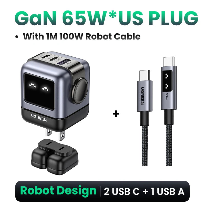 65W GaN USB-C Robot Fast Charger for Laptops and Smartphones - 30