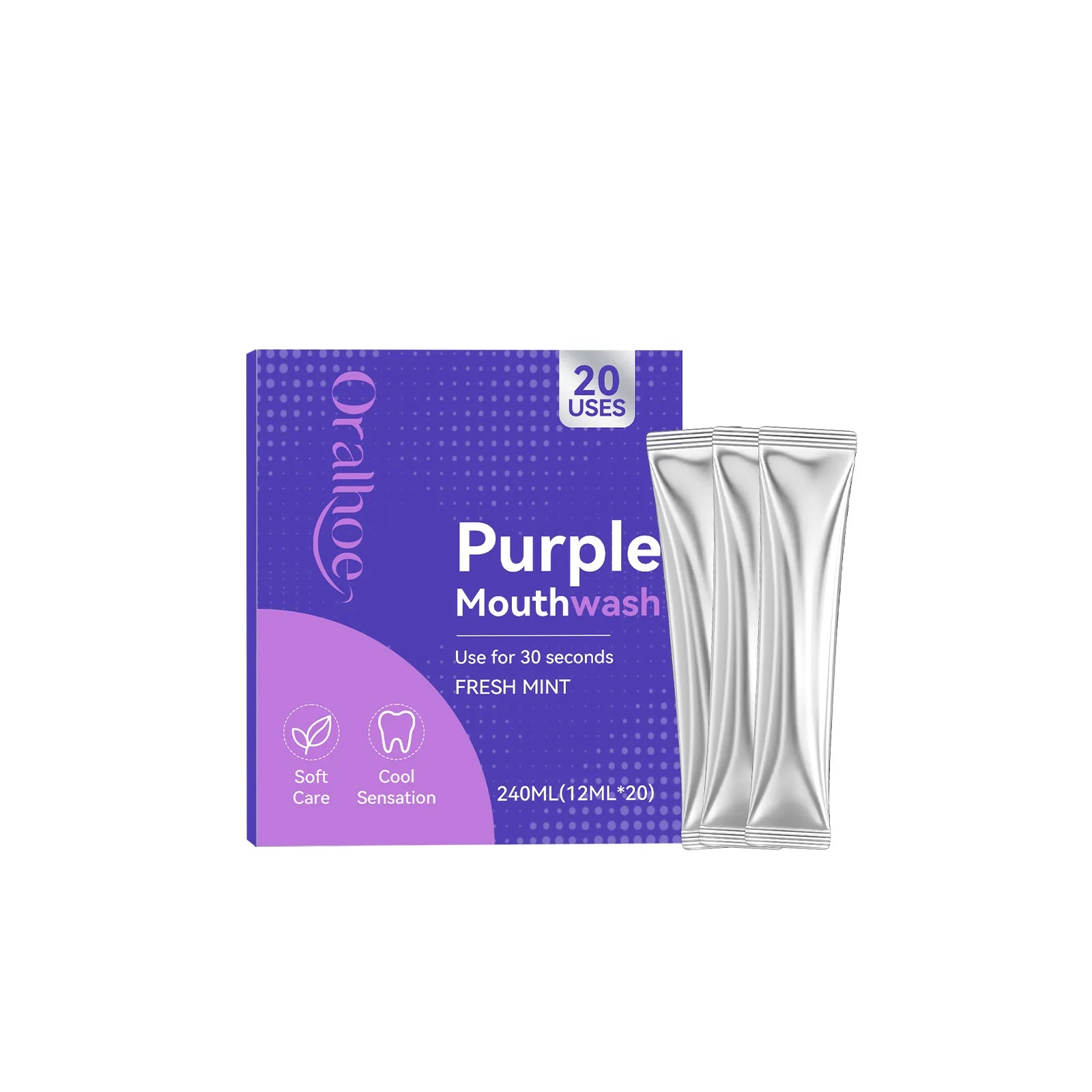 Portable Single-Use Purple Mouthwash Sachets for Fresh Breath - 13
