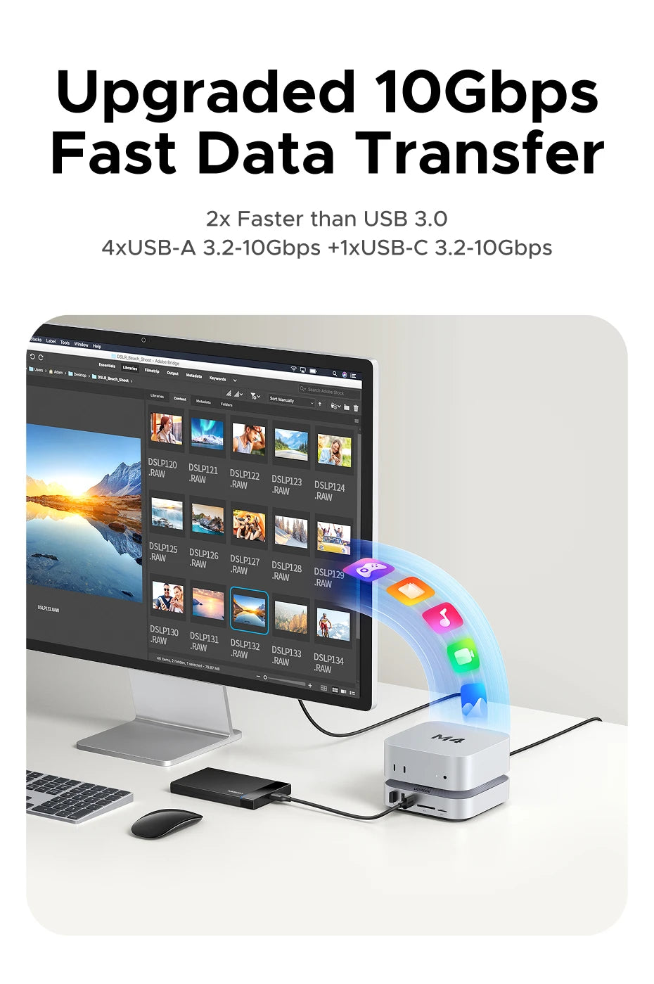 40Gbps Docking Station with M.2 NVMe SSD Case for Mac Mini