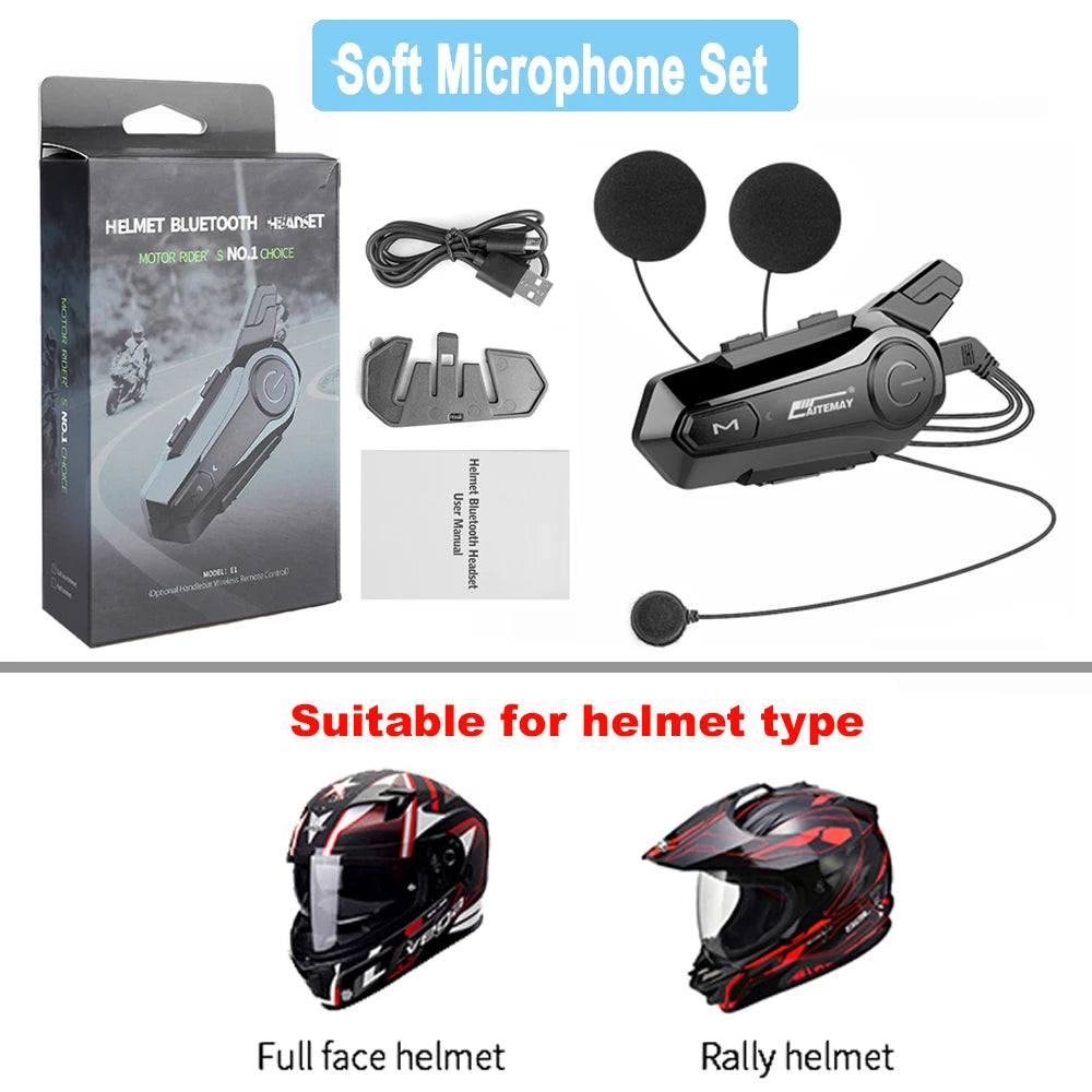 Bluetooth 5.0 Motorcycle Helmet Intercom Headset