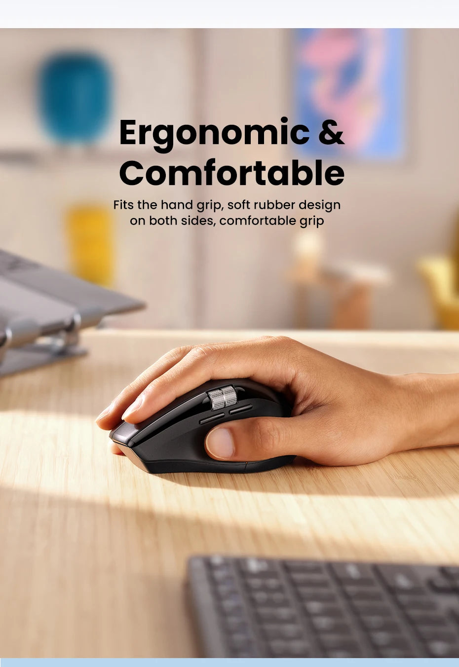 Ergonomic Wireless Bluetooth Mouse with Hyper-Fast Scroll
