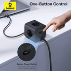 67W GaN Fast Charger Power Strip with 3 AC Outlets and USB Ports
