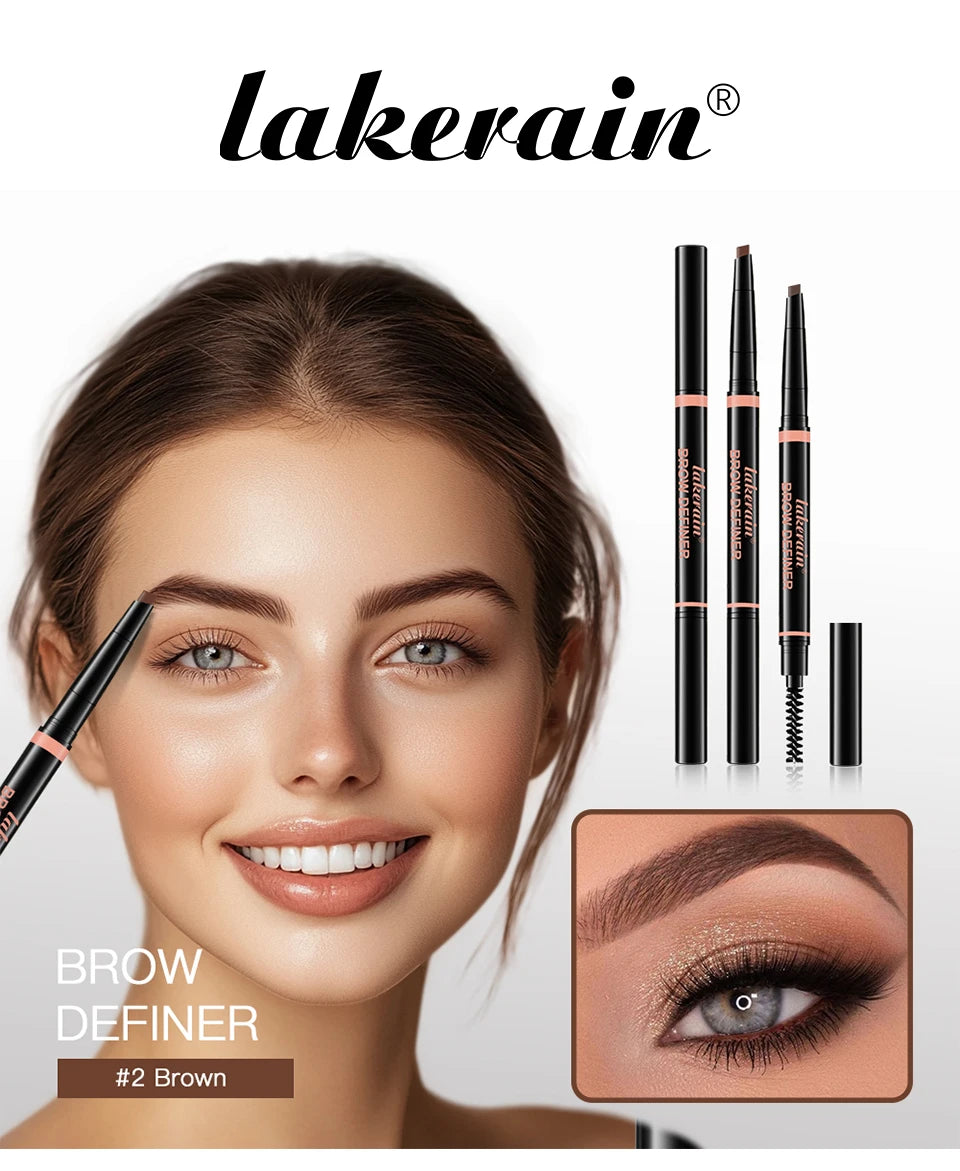 Waterproof Triangular Tip Eyebrow Pencil with Spoolie Brush