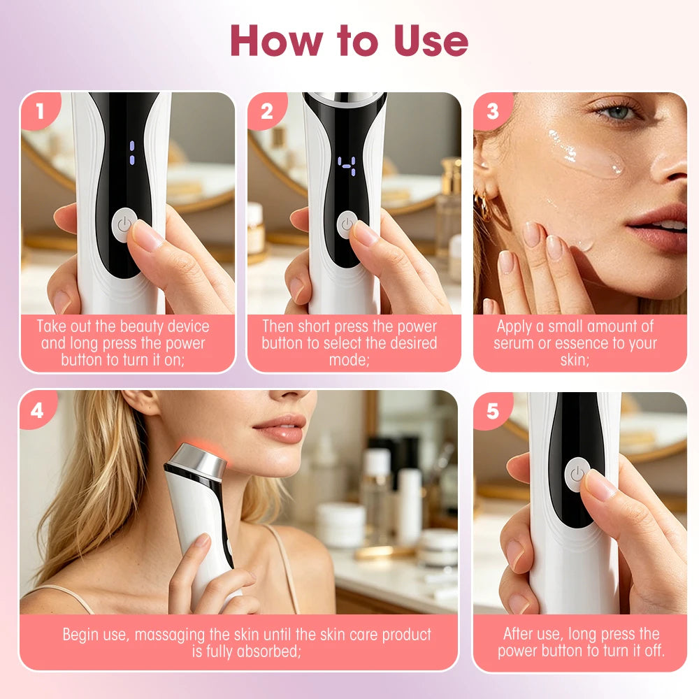 4-in-1 LED Facial Massager for Skin Tightening and Rejuvenation - 4