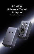 45W GaN Universal Travel Adapter with Multi-Port Fast Charging