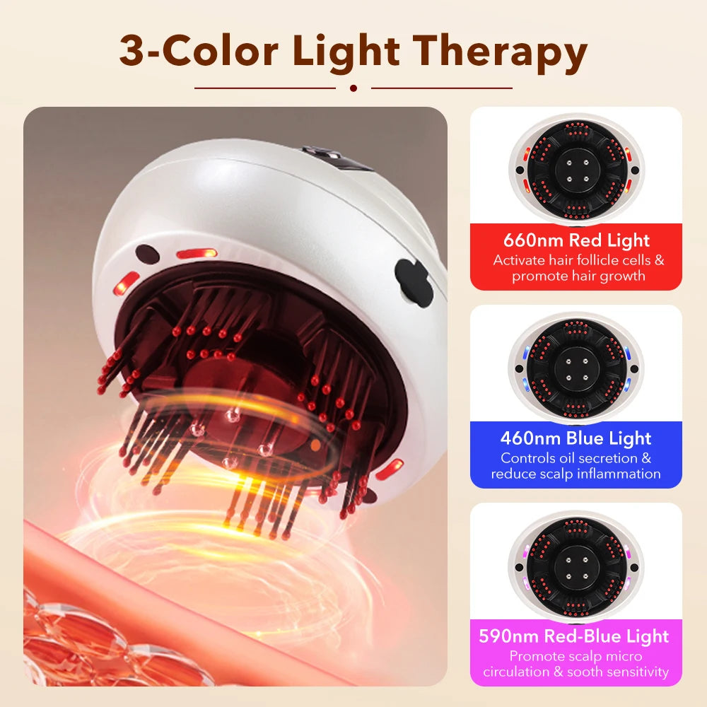 Electric Scalp Massager with Light Therapy and Oil Applicator