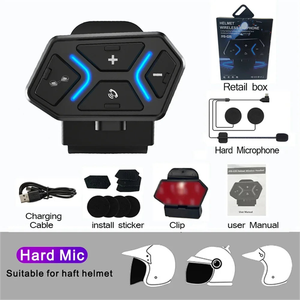 Bluetooth 5.4 Motorcycle Helmet Intercom Headset - 22