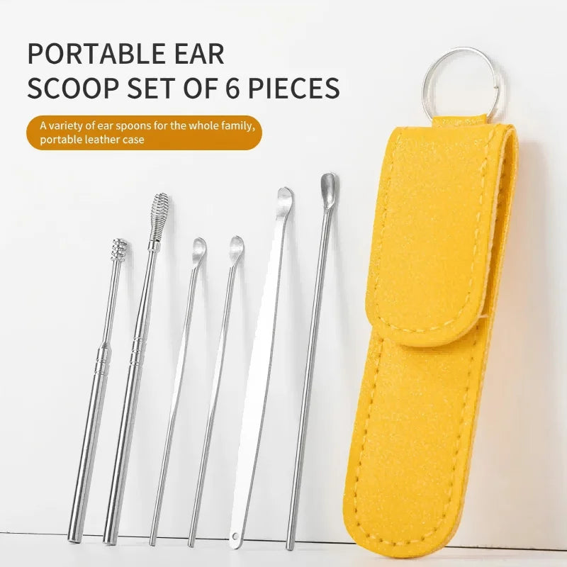 Stainless Steel Ear Wax Removal Cleaning Tool Kit with Storage Case