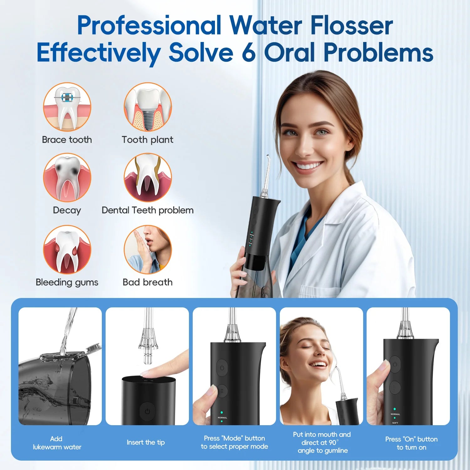 Portable Cordless Water Flosser for Teeth Cleaning - 5