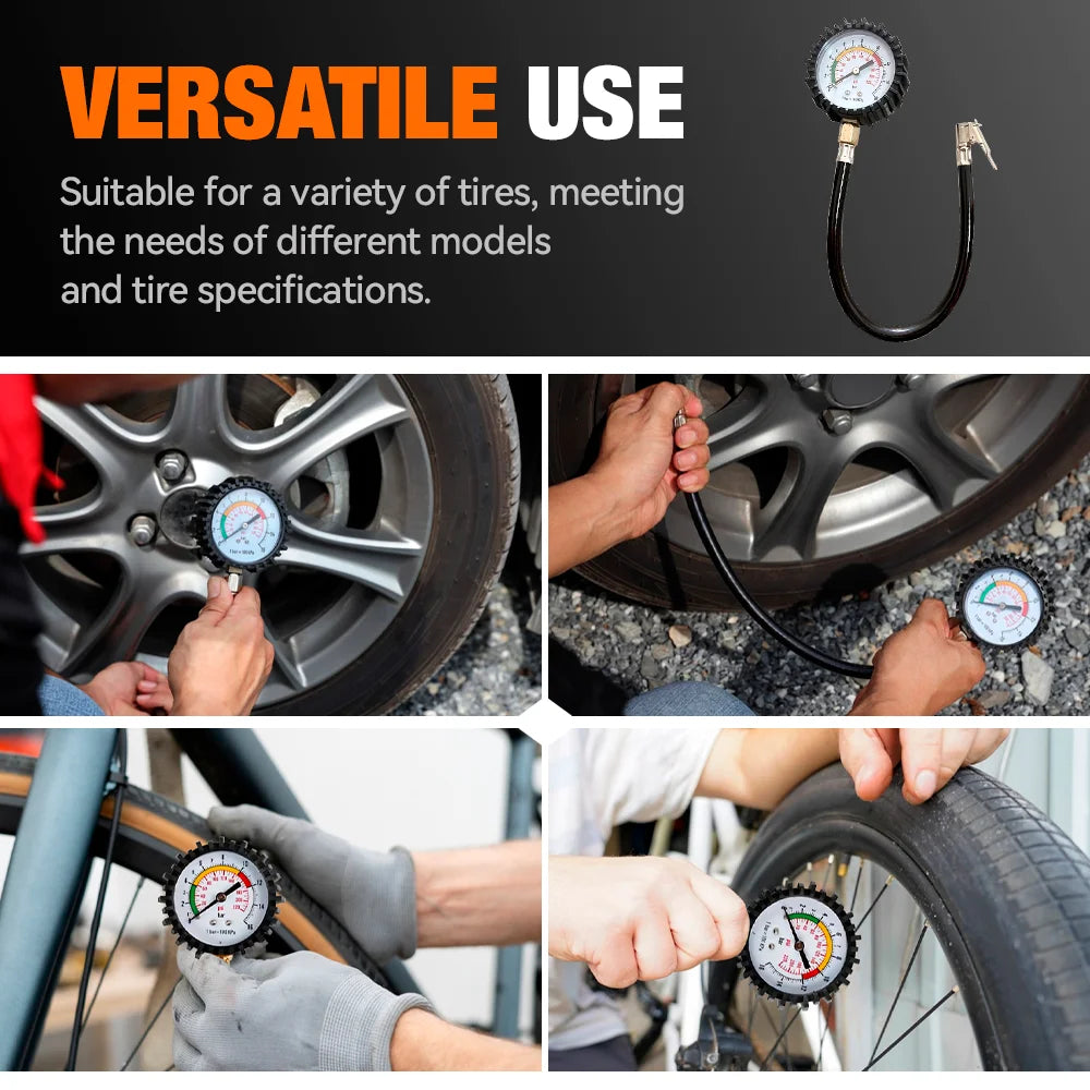 Heavy Duty Analog Tire Pressure Gauge for Cars and Motorcycles