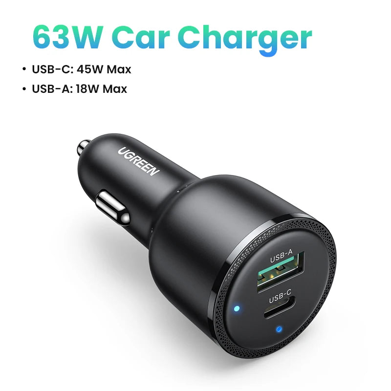 63W Dual-Port Fast Car Charger with PD 3.0 and PPS - 20