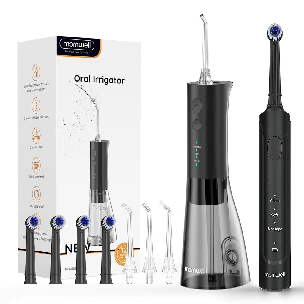 Portable Oral Irrigator and Electric Toothbrush Cleaning Kit