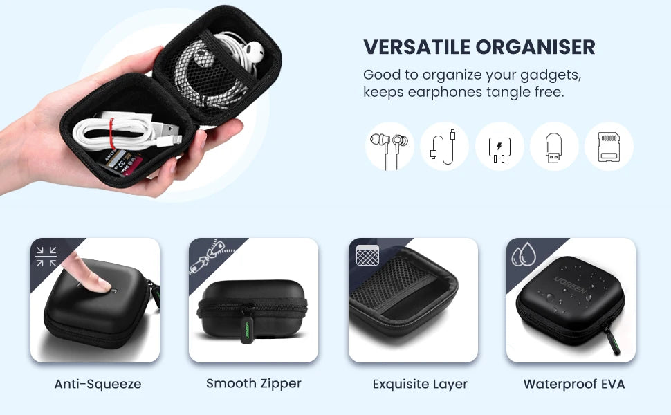 Hard Shell Protective Carrying Case for Earbuds and Small Electronics