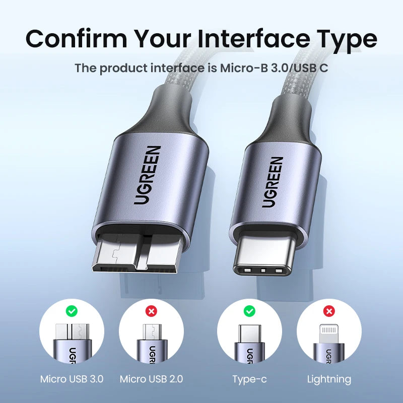 USB C to Micro-B 3.0 Data and Charging Cable - 5