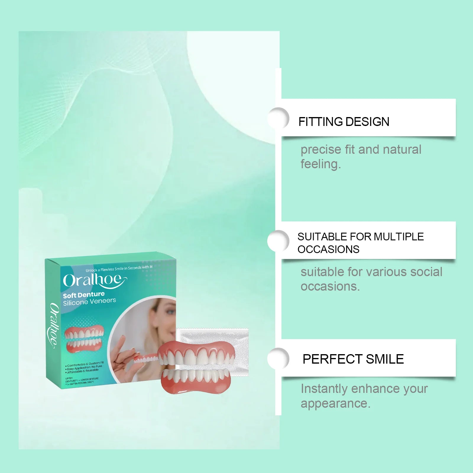 Flexible Silicone Cosmetic Denture Set for Smile Restoration - 8