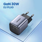 30W GaN Fast USB-C Wall Charger for Smartphones