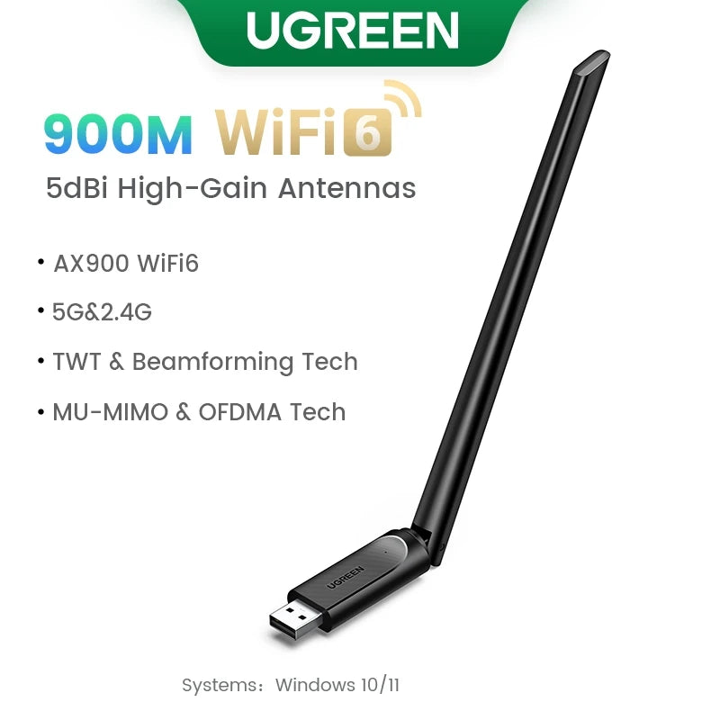 Dual-Band USB WiFi 6 Adapter for Desktop and Laptop