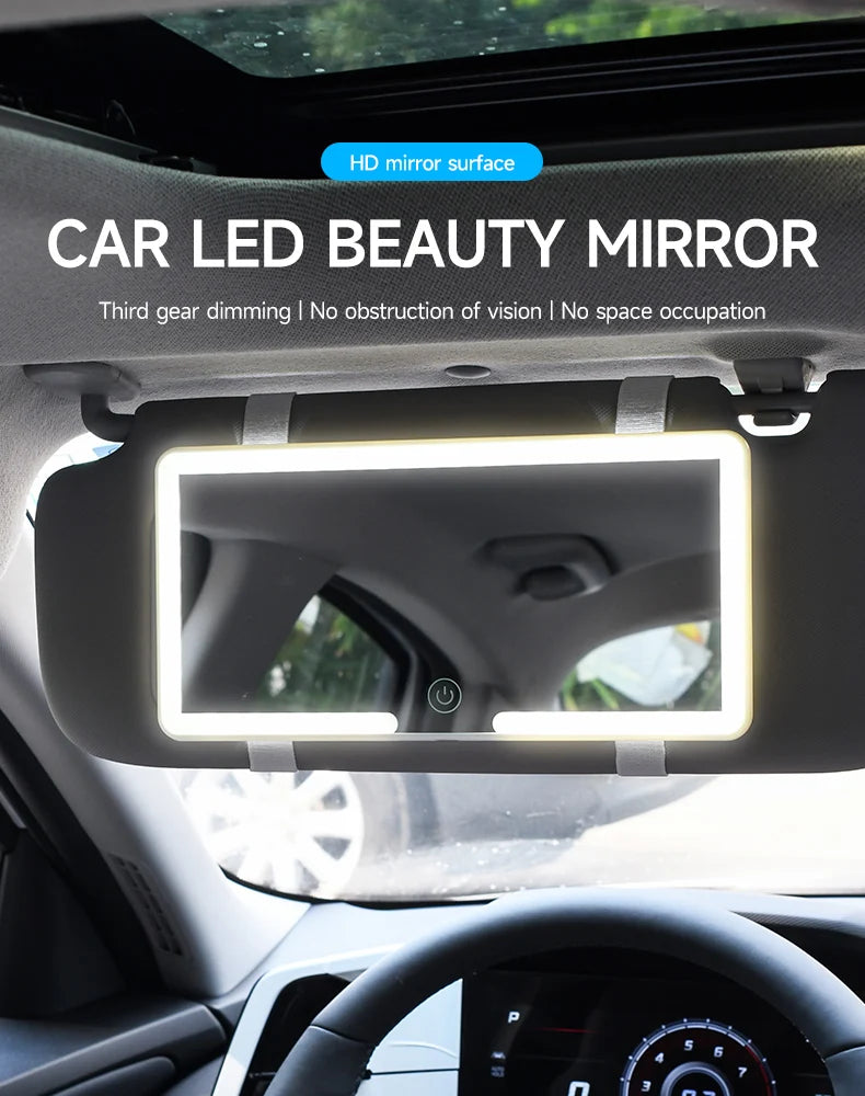 Rechargeable LED Car Sun Visor Makeup Mirror