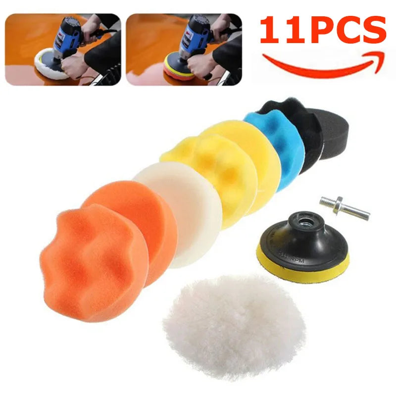 11 Piece Car Polishing Sponge Pad and Buffer Kit for Vehicle Detailing